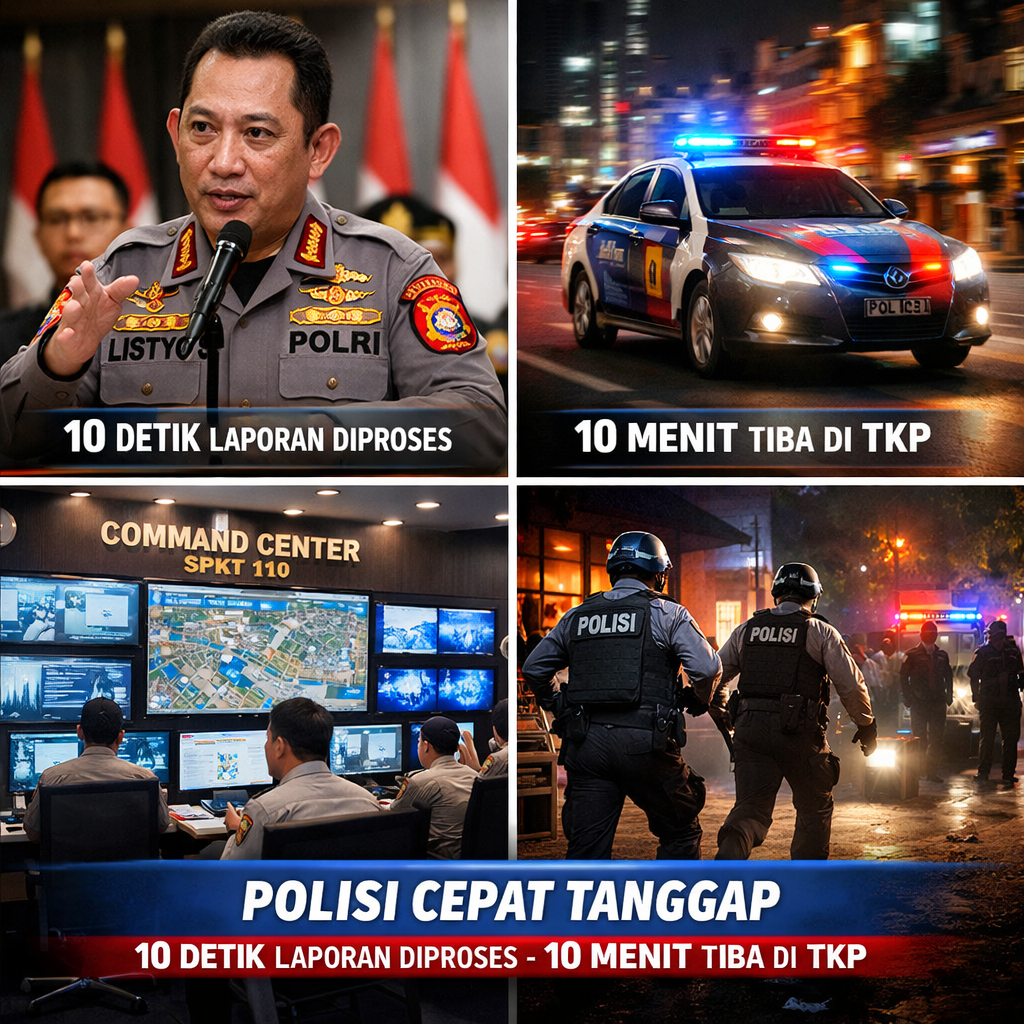 Dahsyat!!!, Jendral Polisi, Listyo Sigit Prabowo Tegaskan, Laporan Masyarakat Kedepan Akan  direspons Cepat Polisi: 10 Detik Diproses, 10 Menit Tiba di TKP