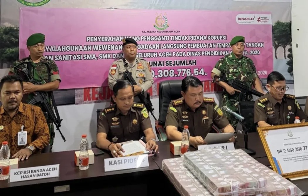 Kejari Banda Aceh Eksekusi Rp2,56 Miliar Uang Pengganti Kasus Korupsi Wastafel